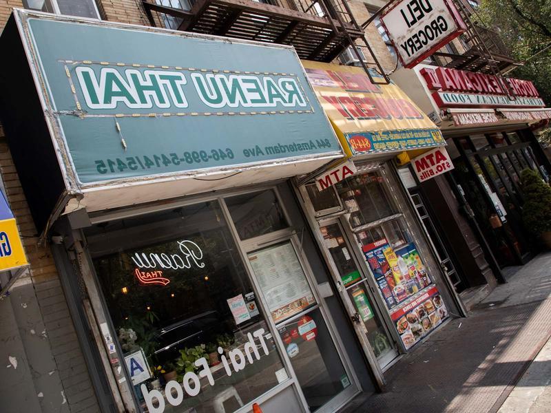 Storefronts of ethnic restaurants